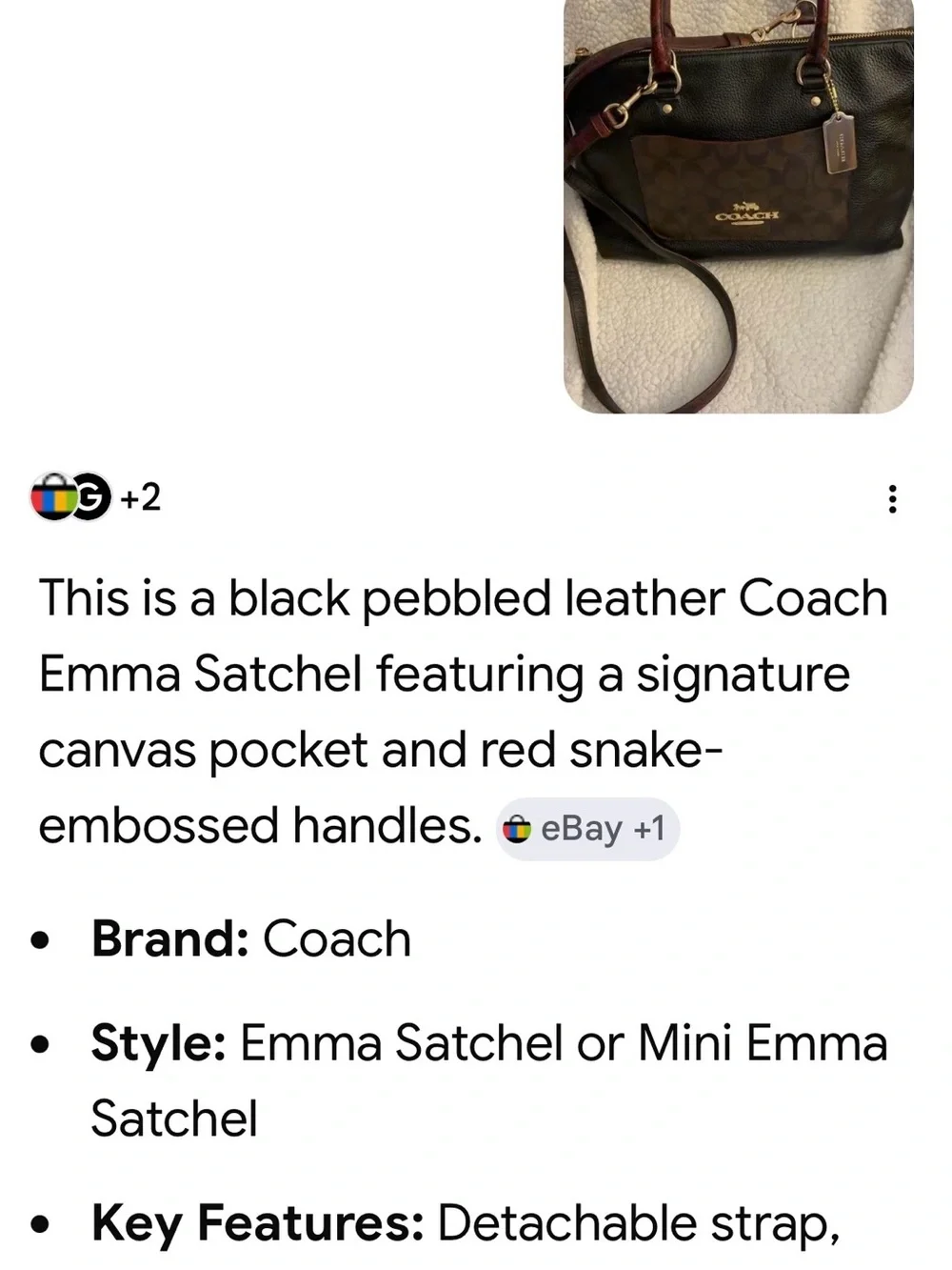 Coach Black Leather Satchel with Brown Signature Pocket and Burgundy Trim
